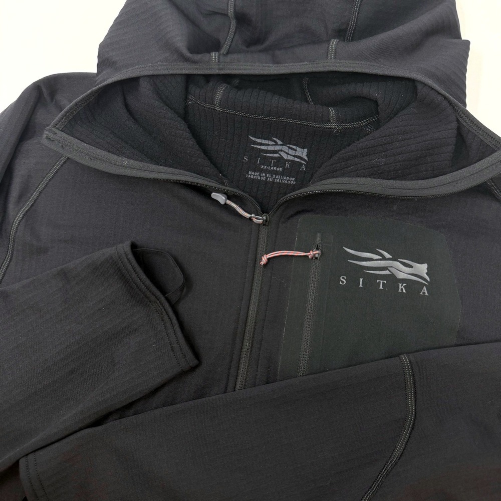 Sitka Gear Core Heavyweight Hoody Mens XXL Black Half Zip Grid Fleece 70016